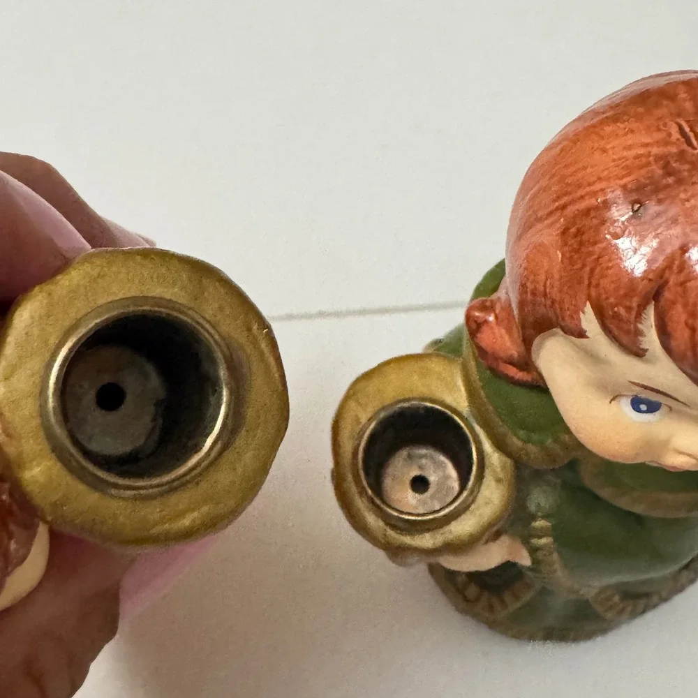 Vintage Star Japan Christmas Choir Boy Girl Candle Holders  Hand Painted 1950's